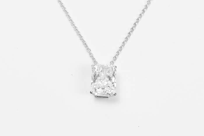 Kæde - 18 kraat Hvidguld -  6.80ct. tw. Diamant (Laboratoriedyrket) - Radiant F-VS1