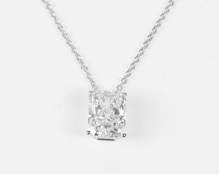 Kæde - 18 kraat Hvidguld -  6.80ct. tw. Diamant (Laboratoriedyrket) - Radiant F-VS1