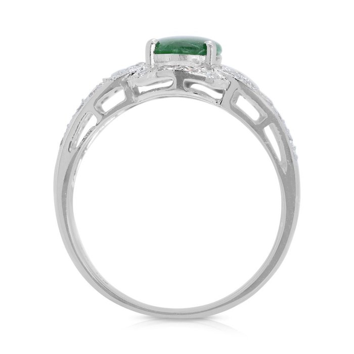 Ring - 18 kraat Hvidguld -  1.65ct. tw. Jade - Diamant