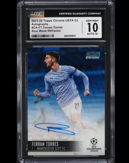 2021 Topps Chrome Ferran Torres - Blue Wave Refractor - Autograph /75 CGC 10 - 1 Graded card