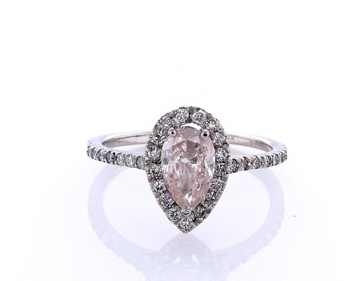 Ring - 14 karat Hvidguld -  120ct tw Diamant (Naturfarvet) - Diamant