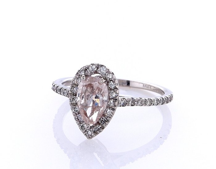 Ring - 14 karat Hvidguld -  120ct tw Diamant (Naturfarvet) - Diamant