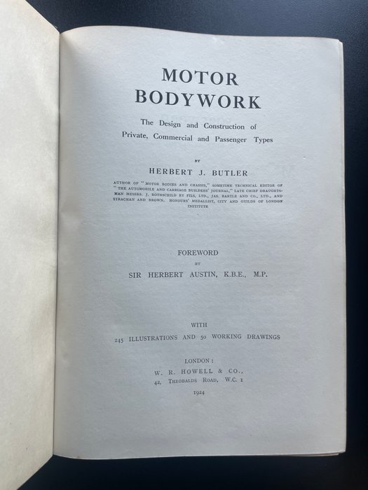 Herbert J. Butler - Motor Bodywork; the Design and Construction of Private, Commercial and Passenger Types. - 1924