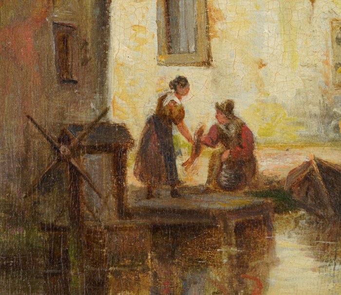 Frans Breuhaus de Groot (1796-1875) - Selling fish along a town brook