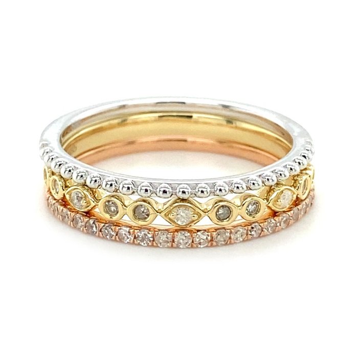 Ingen mindstepris - Ring - 14 karat Gulguld, Hvidguld, Rosaguld -  0.24ct. tw. Diamant (Natur)