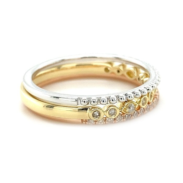 Ingen mindstepris - Ring - 14 karat Gulguld, Hvidguld, Rosaguld -  0.24ct. tw. Diamant (Natur)