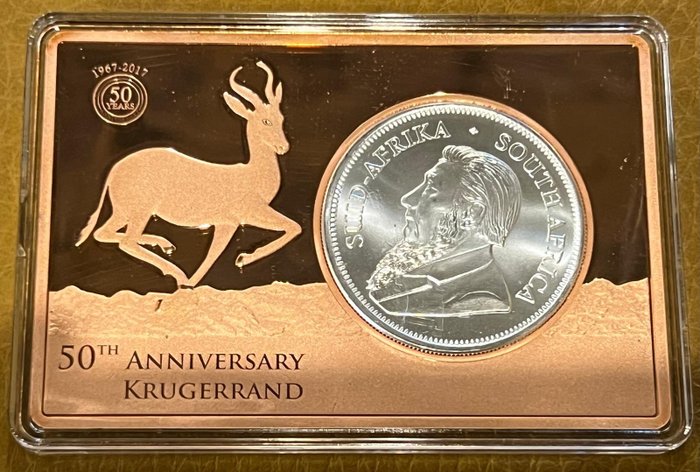 Sydafrika. 1 Rand 2023 "Springbock", 1 Oz  mit 3 Oz Barren Buffalo (.999)  (Ingen mindstepris)