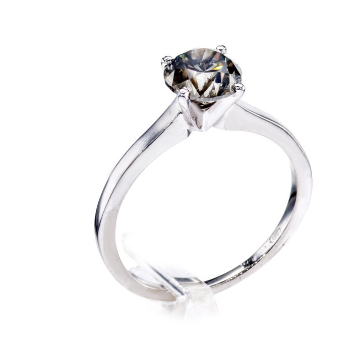 Ingen mindstepris - Forlovelsesring - 14 karat Hvidguld -  1.56ct. tw. Diamant (Naturfarvet)