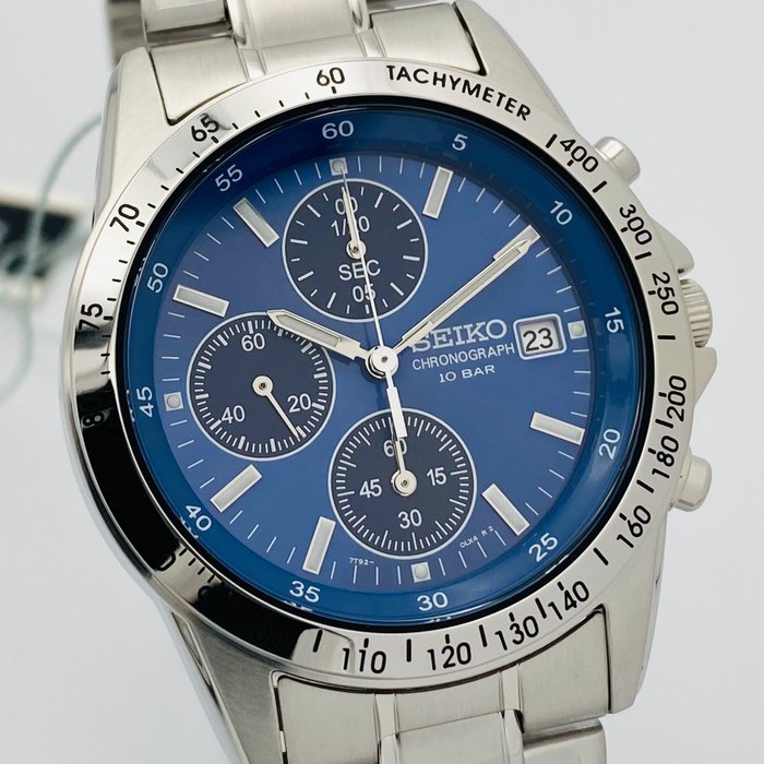 Seiko - Seiko Chronograph Blue Dial Tachymeter 100m. - Ingen mindstepris - Mænd - 2011-nu