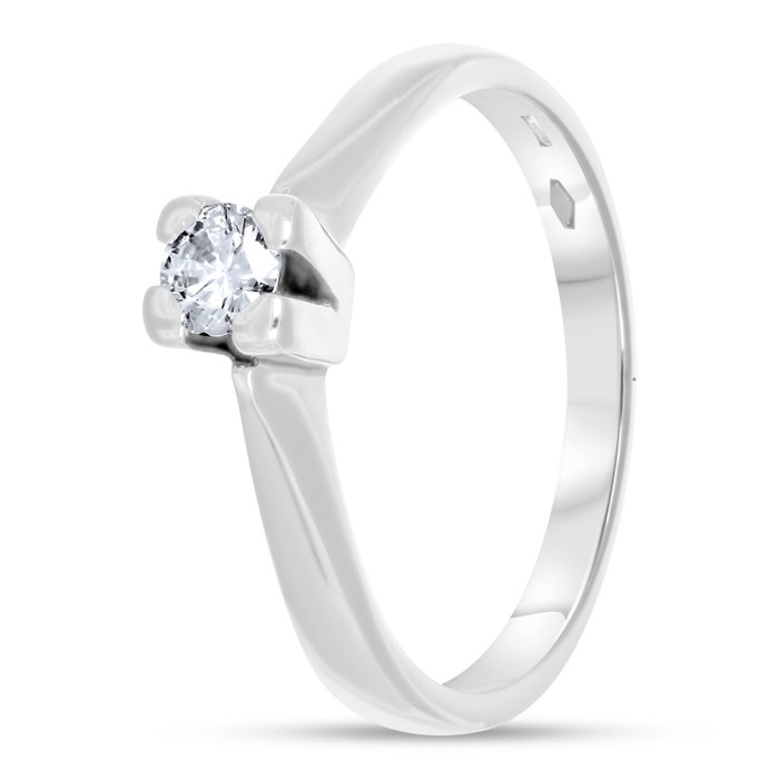 Ring - 18 kraat Hvidguld -  0.20ct. tw. Diamant (Natur)