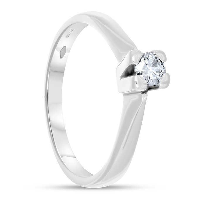 Ring - 18 kraat Hvidguld -  0.20ct. tw. Diamant (Natur)