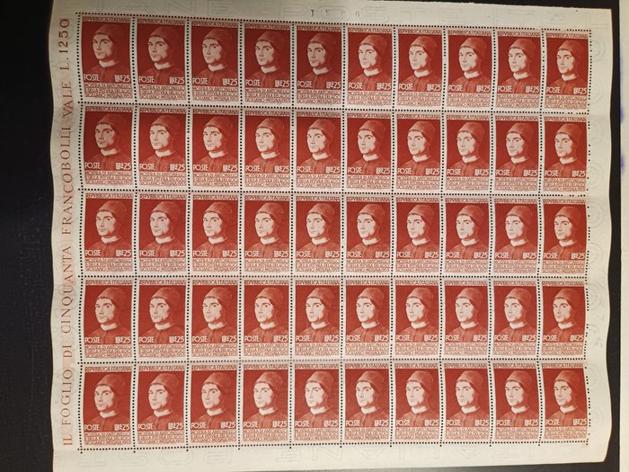 Den Italienske Republik 1952 - Forskellige serier i MNH plader - Sassone cat 698-706-707-708-709-719-725-738-739-740-743-746-753