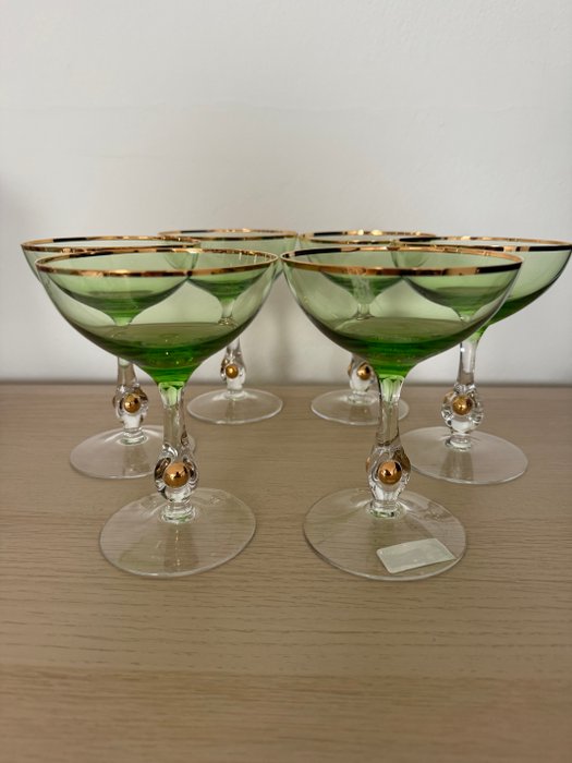 Jozef Stanik - Zlatno Glassworks - White wine/Champagne glasses - Drikkeglas (6) - Golden Suzanne (Zlata Zuzana) - Glas