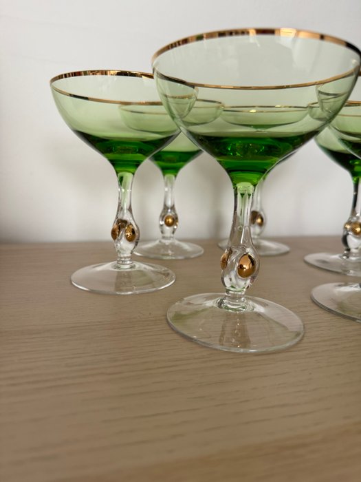 Jozef Stanik - Zlatno Glassworks - White wine/Champagne glasses - Drikkeglas (6) - Golden Suzanne (Zlata Zuzana) - Glas