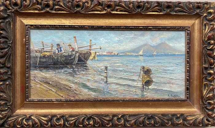 Attilio Pratella (1856-1949), attribuito a - Barche con pescatori