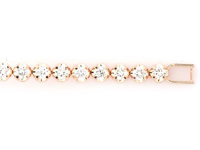 Armbånd - 14 karat Rosaguld -  4.12ct. tw. Diamant (Laboratoriedyrket)