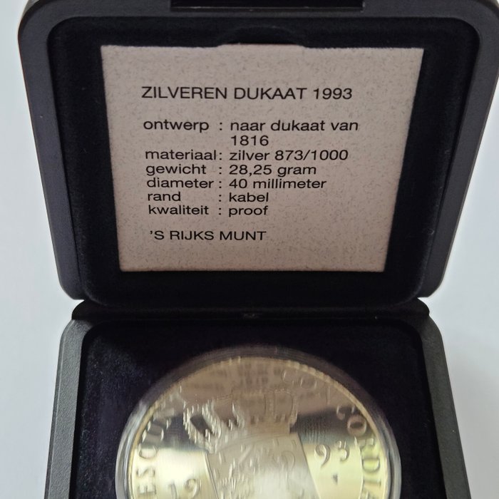 Holland. Zilveren Dukaat 1993 Proof  (Ingen mindstepris)