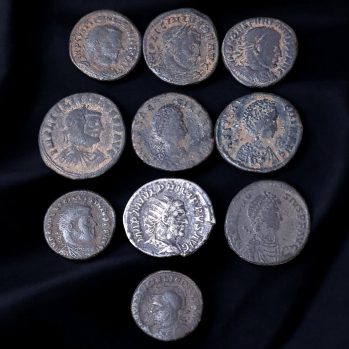 Romarriket Lot of 10 Roman coins different emperors and mints  (Ingen mindstepris)