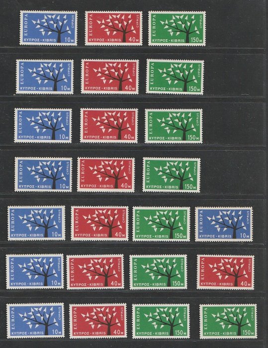 Cypern 1962 - Kultur - Yvert 207/209,  8 complete sets