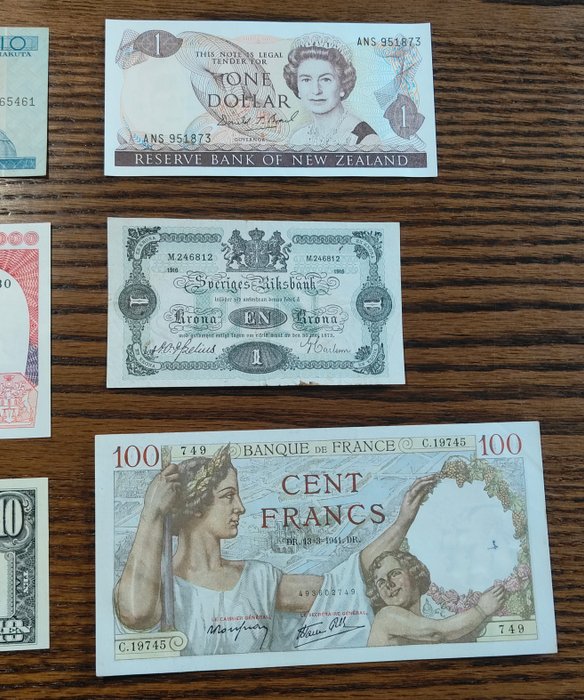 Verden. - 6 banknotes - various dates  (Ingen mindstepris)