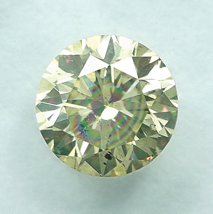 1 pcs Diamant  (Naturfarvet)  - 050 ct - Rund - Fancy light Grålig Gul - I1 - International Gemological Institute (IGI)