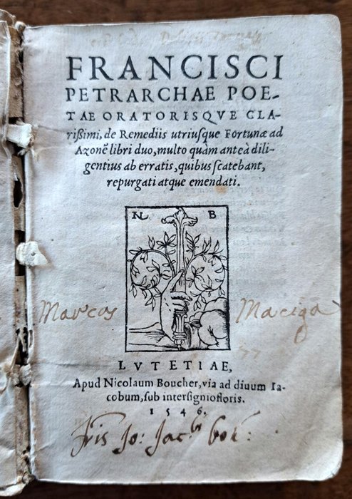 Francesco Petrarca - de Remediis utriusque Fortunae ad Azoñe libri duo - 1545