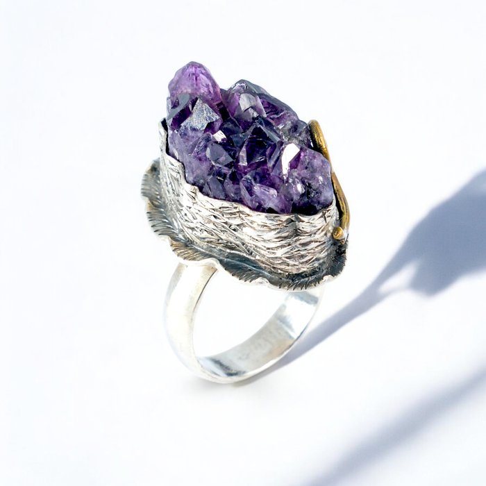 Ingen mindstepris - Ring Sølv -  68.12ct. tw. Ametyst - Chevron ametyst