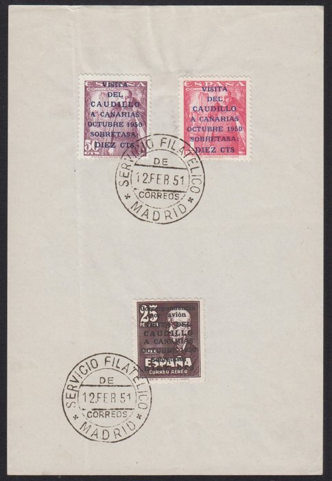 Spanien 1951 - Komplet serie. Besøg af Caudillo på De Kanariske Øer. - Edifil 1088/1090