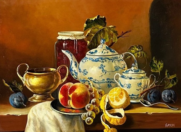 Simon Kati (1952 - ) - Nature morte a la théière