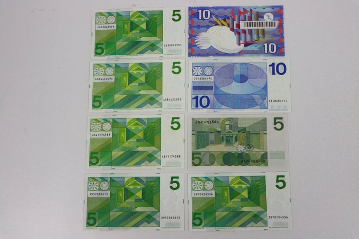 Holland. - 6 x 5 en 2 x 10 Gulden - various dates  (Ingen mindstepris)