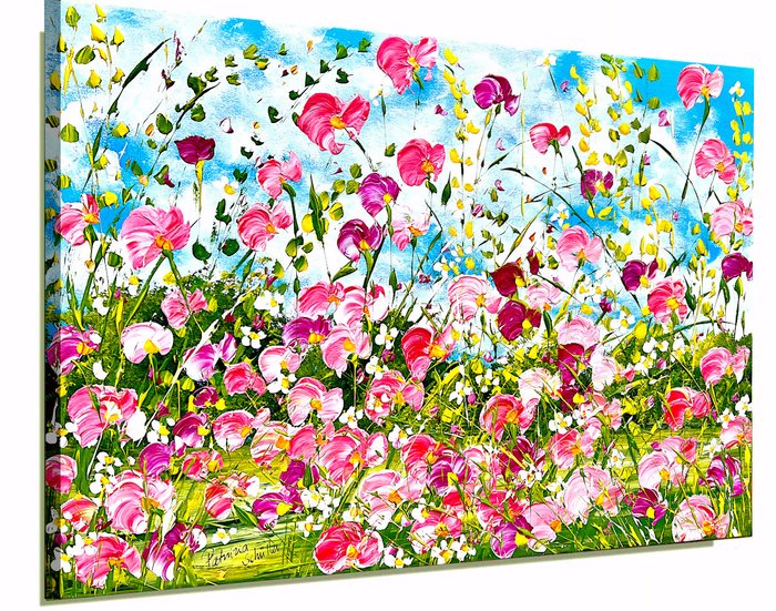 Patrizia Schüller - Strahlende Blumenwiese mit rosa u. pinken Blüten