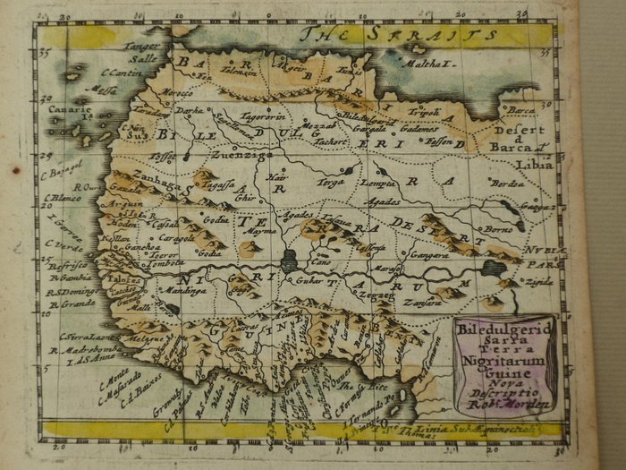 Afrika - vestlige del; Robert Morden - Biledulgerid Sarra Terra Nigritarum Guine nova descriptio - 1661-1680