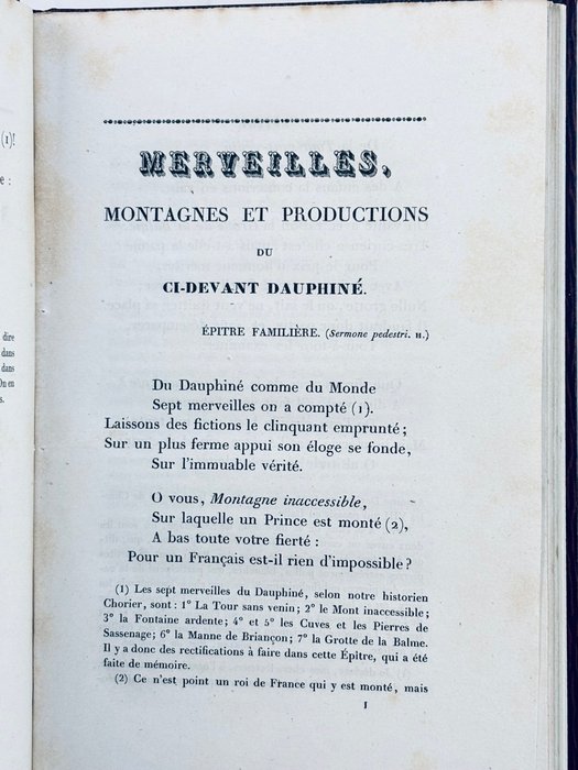 [Monery ? ou Jean François Monyer? ] - [Dauphiné] - Merveilles et histoire patriotique du ci-devant Dauphiné ... par un Dauphinois fixé à Paris  [ - 1830