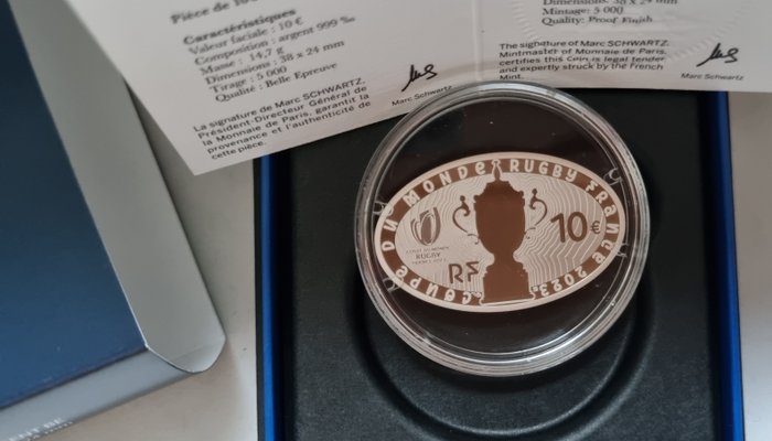 Frankrig. 10 Euro 2023 "Coupe du Monde de Rugby France 2023" Proof  (Ingen mindstepris)