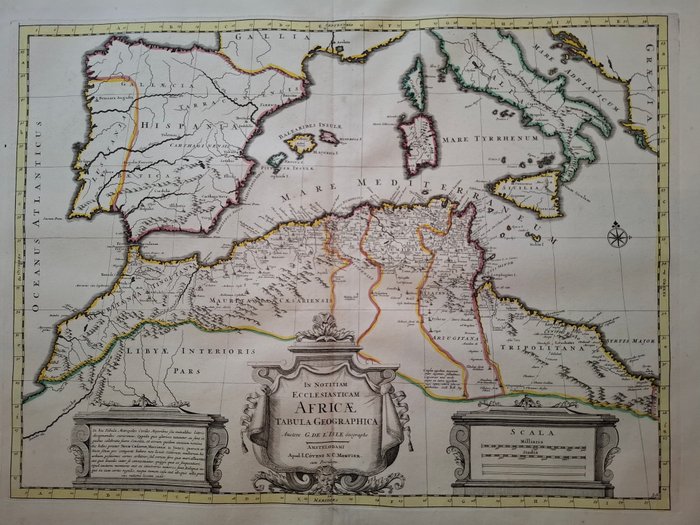 Afrika - Spanien, Italien og Afrika; Sanson d'Abbeville - Inleidinge tot de Geografie et. - 1721-1750