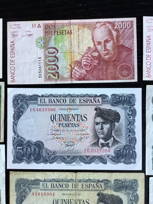 Spanien. - 14 banknotes - various dates  (Ingen mindstepris)