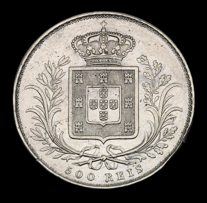 Portugal D Luís I (1861-1889) 500 Reis 1866 - Escassa  (Ingen mindstepris)