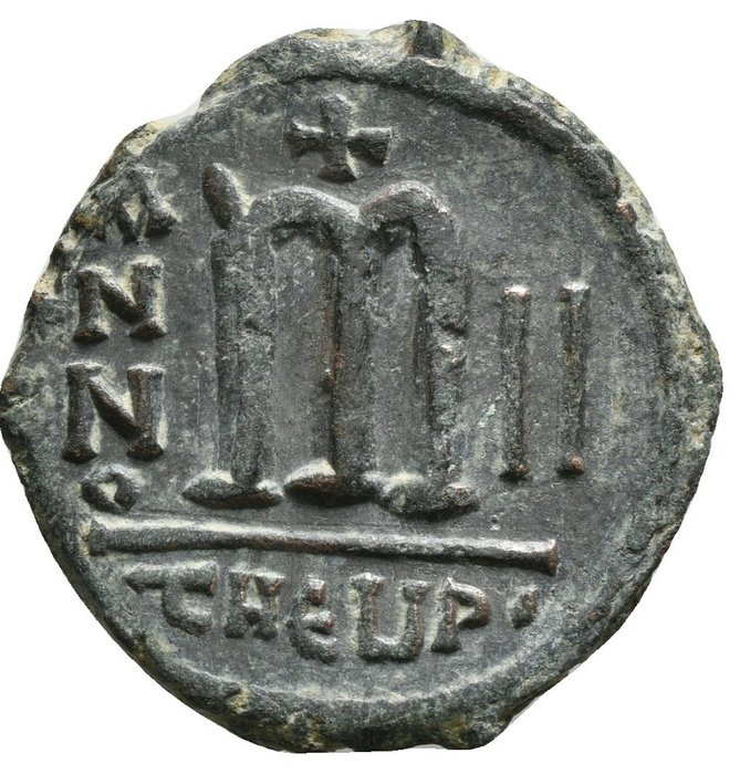 Byzantinske rige. Phocas (AD 602-610). Follis With Leontia