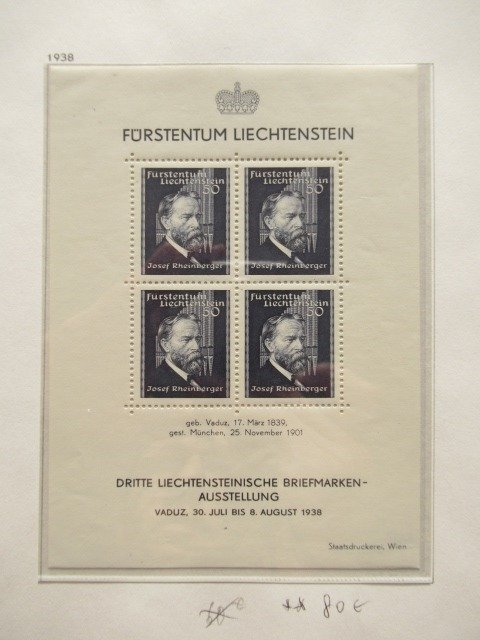 Liechtenstein 1936/1949 - Blokke, komplet samling - Yvert bloc n°2/8