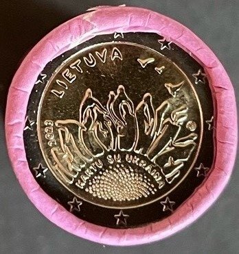 Litauen 2 Euro 2023 "Together with Ukraine" (25 coins) in roll  (Ingen mindstepris)