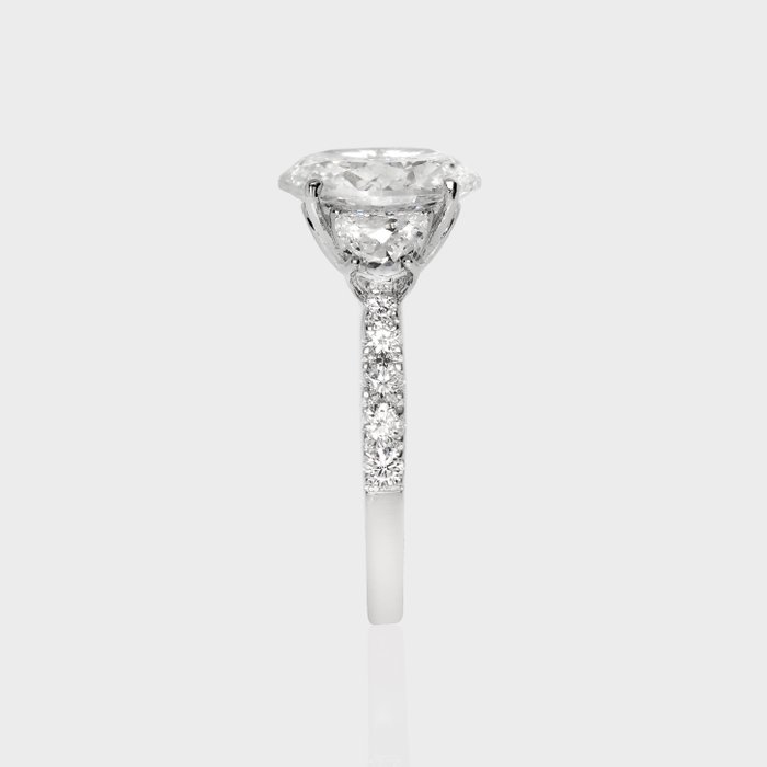 Ingen mindstepris - Ring - 14 karat Hvidguld -  4.11ct. tw. Diamant (Laboratoriedyrket) - Diamant - IGI