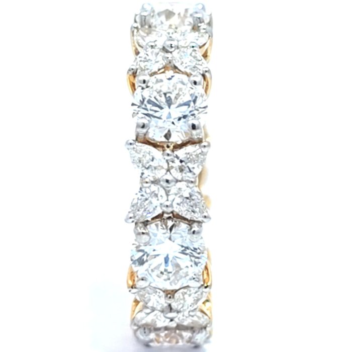 Ring - 14 karat Gulguld -  4.93ct. tw. Diamant (Laboratoriedyrket) - Diamant - Bryllupsband