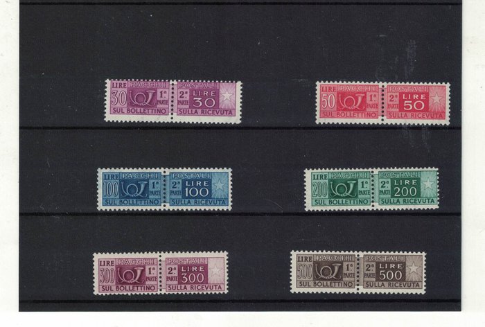 Italien  - 1946-51 postpakker komplet certificeret serie - sassone S2107b