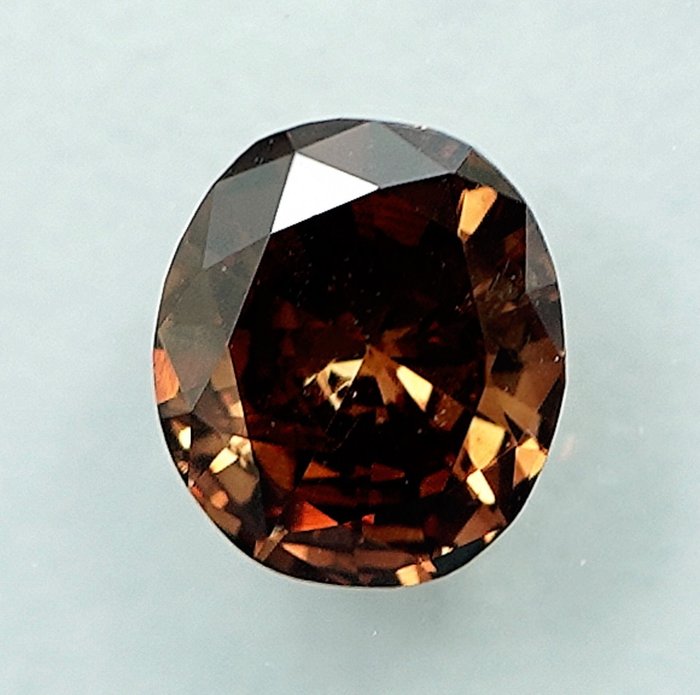 Ingen mindstepris - 1 pcs Diamant  (Naturfarvet)  - 0.38 ct - Oval - Fancy Brunlig Gul - I1 - International Gemological Institute (IGI)