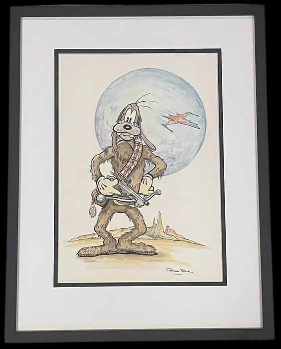 Patrick Block - 1 Watercolour - Disney Star Wars - Goofbacca - Original watercolour painting - framed to 50 x 40 cm - 2022