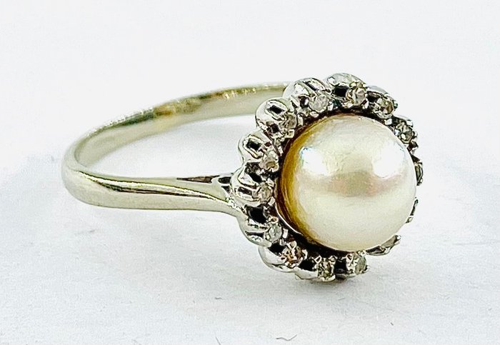 Ring - 18 kraat Hvidguld Diamant (Natur)