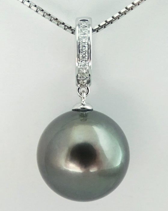 Vedhæng - 18 kraat Hvidguld Perle - Diamant - Pearl Enhancer 1383 mm