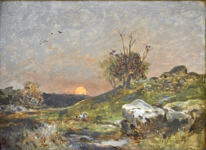 Marie-Ferdinand Jacomin (1843/48-1902) - Coucher de Soleil, Fontainebleau