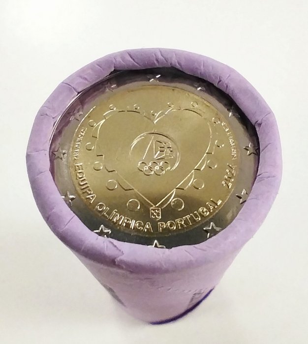 Portugal. 2 Euro 2024 "Equipa Olímpica" (25 moedas) em rolo  (Ingen mindstepris)