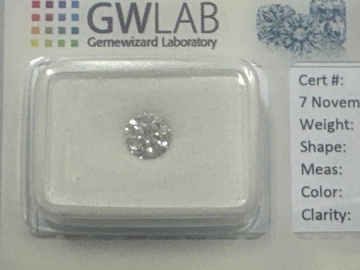 Ingen mindstepris - 1 pcs Diamant  (Natur)  - 0.51 ct - Rund - D (farveløs) - I1 - Gemewizard Gemological Laboratory (GWLab)